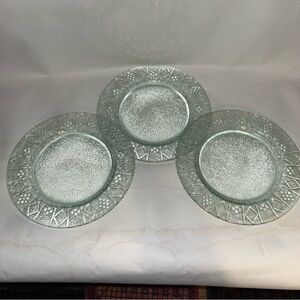 Lot of 3 Indiana Glass Green 10” Dinner Plates